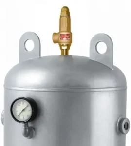 Automa AT1000S - Sealed Type bronze body safety valve 150psi mounted on a 500L vertical air receiver tank