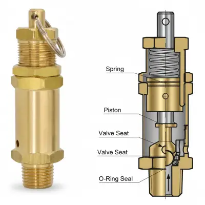Automa safety valve AT1000-Mini, brass, ring-type, for air, water, oil, and gas applications in Malaysia.