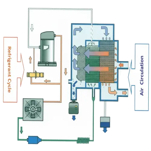 Diagram showing how a HANFILTER refrigerated air dryer works in Malaysia.