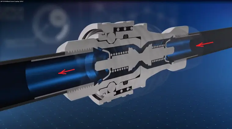 Nitto Kohki Hi Cupla couplings Malaysia - sectional view of Nitto Kohki Hi Cupla plug and socket showing internal components