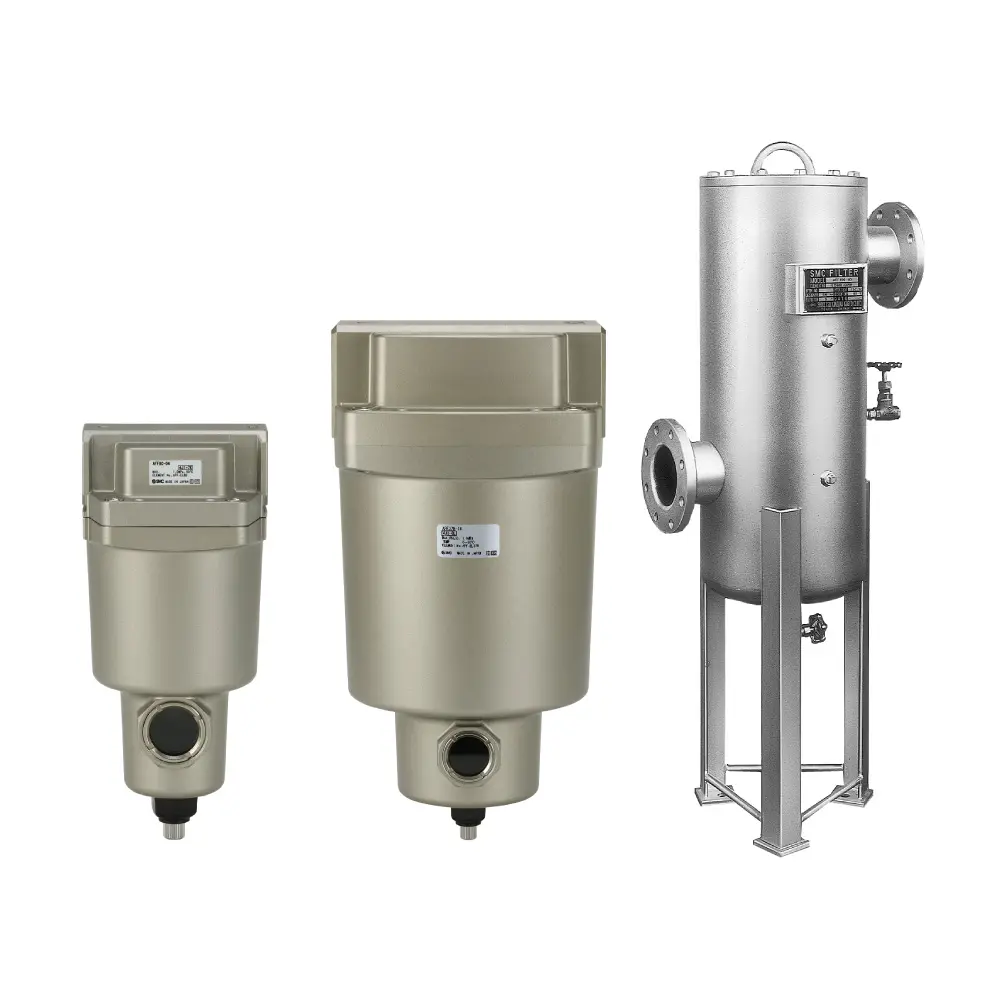 SMC AFF main line filters for removing water and particulates from compressed air systems